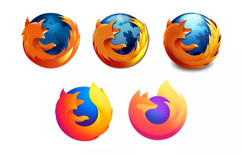 Firefox logo brand evolution